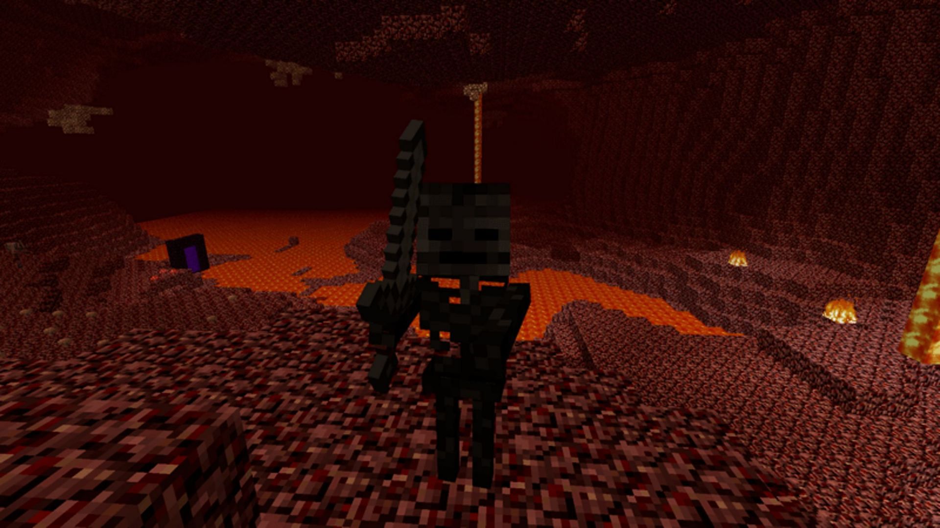Wither skeletons are hazardous inhabitants of the Nether in Minecraft (Image via Mojang)