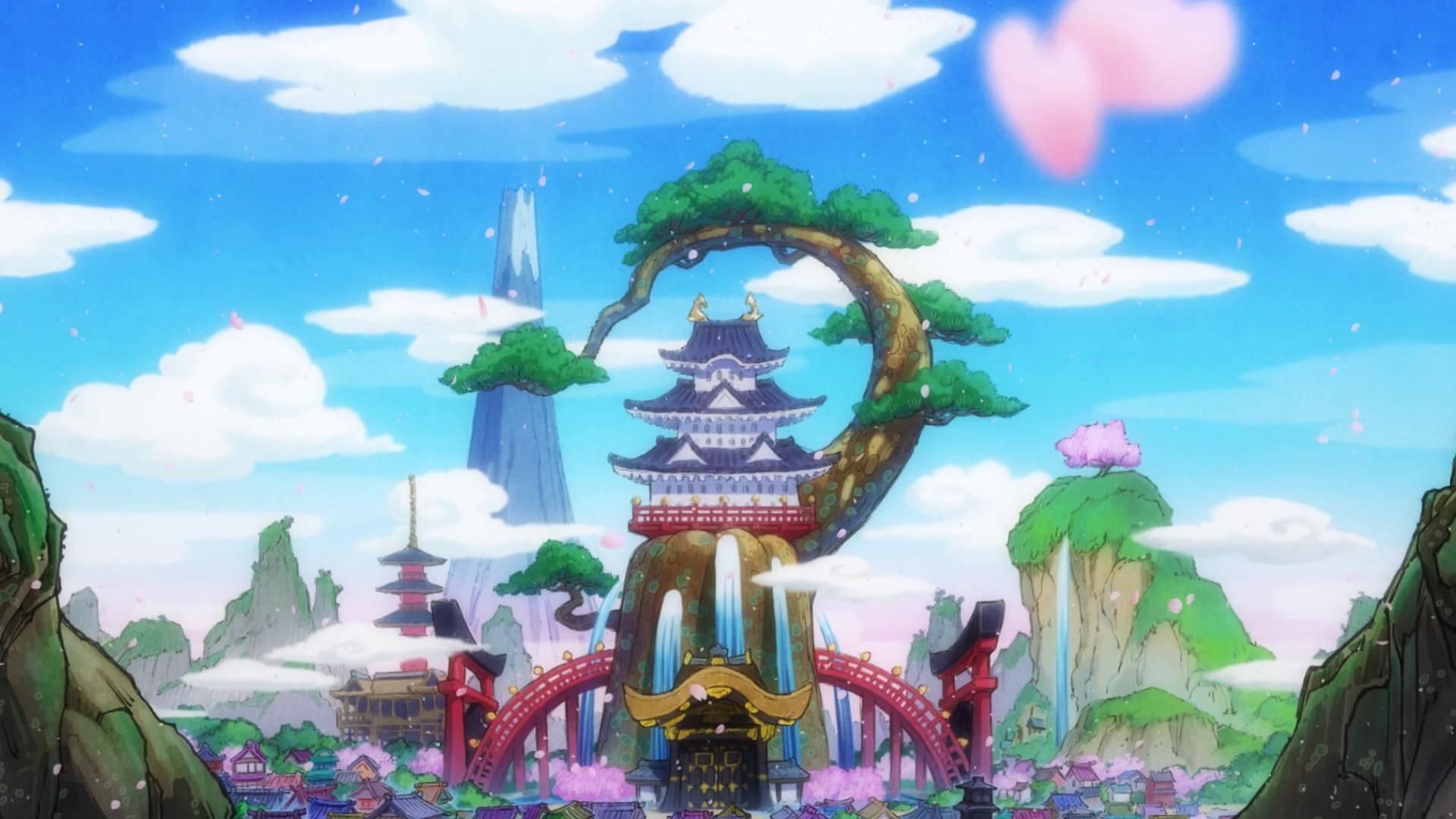 The Flower Capital of Wano as seen in the series&#039; anime (Image via Toei Animation)