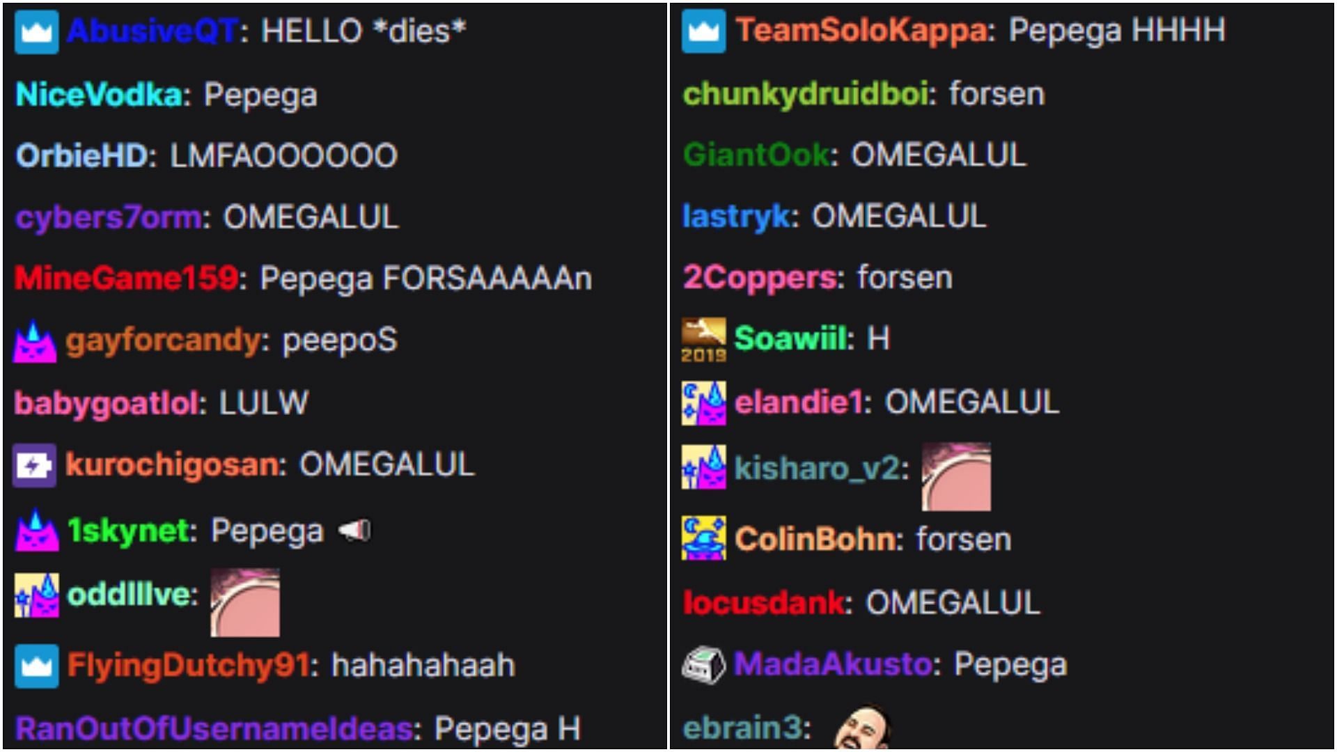 Chat reacting to the moment (Image via Twitch/Sodapoppin)