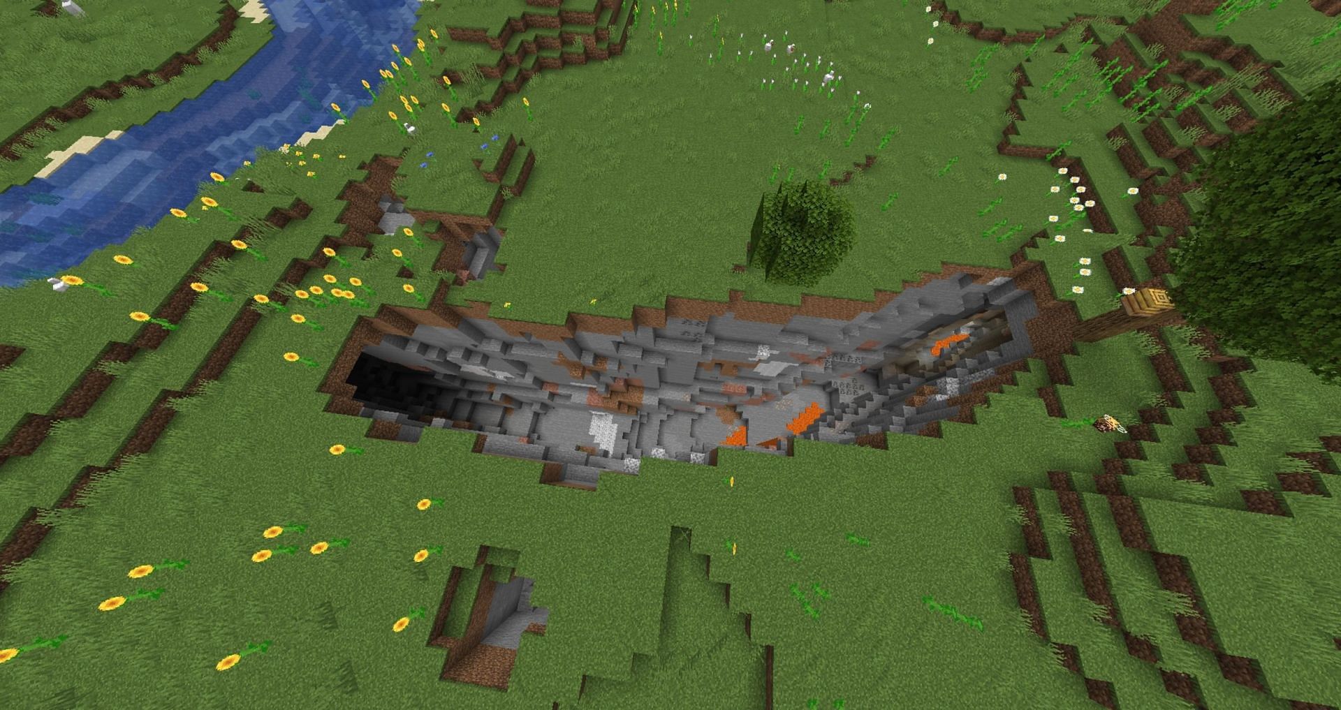 Ravines can be replete with ore, including diamonds (Image via Mojang)