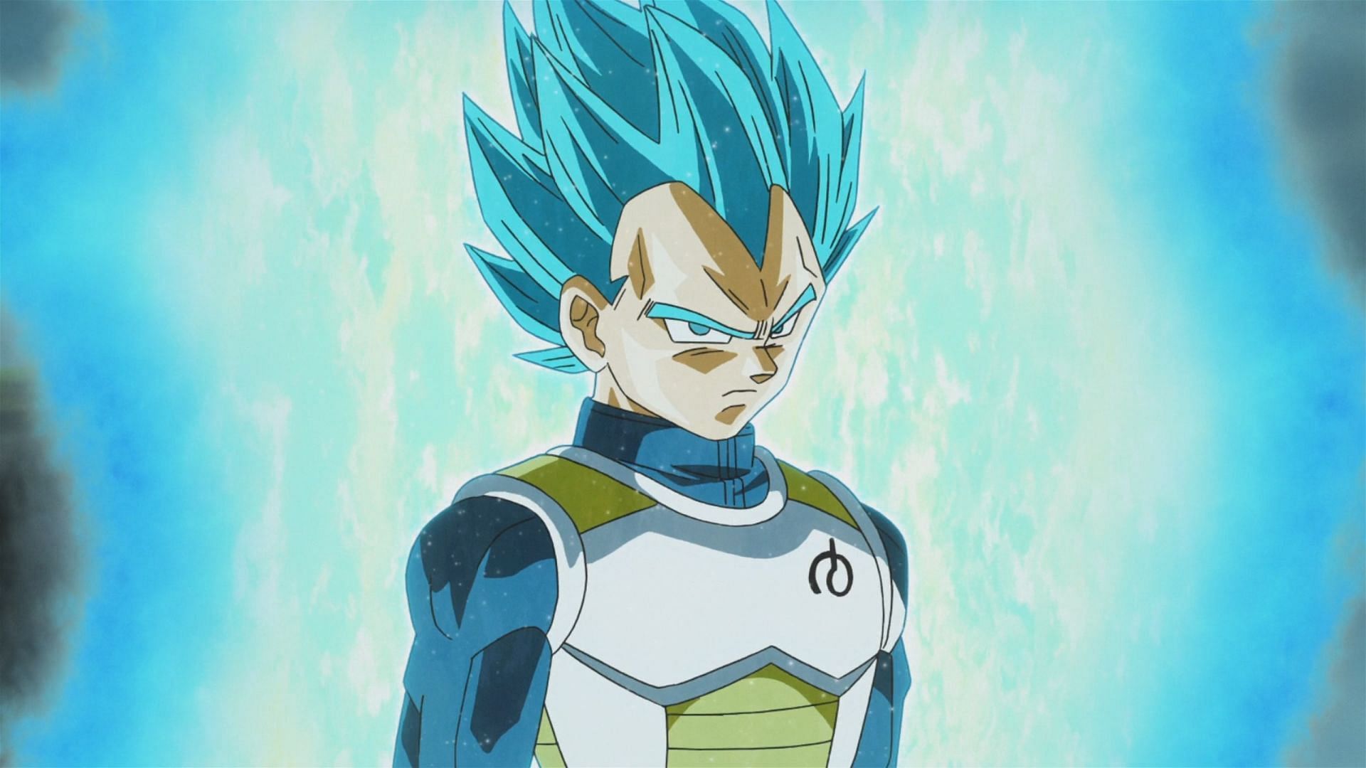 Vegeta&#039;s Super Saiyan Blue form in the Dragon Ball Super anime (Image via Toei Animation)