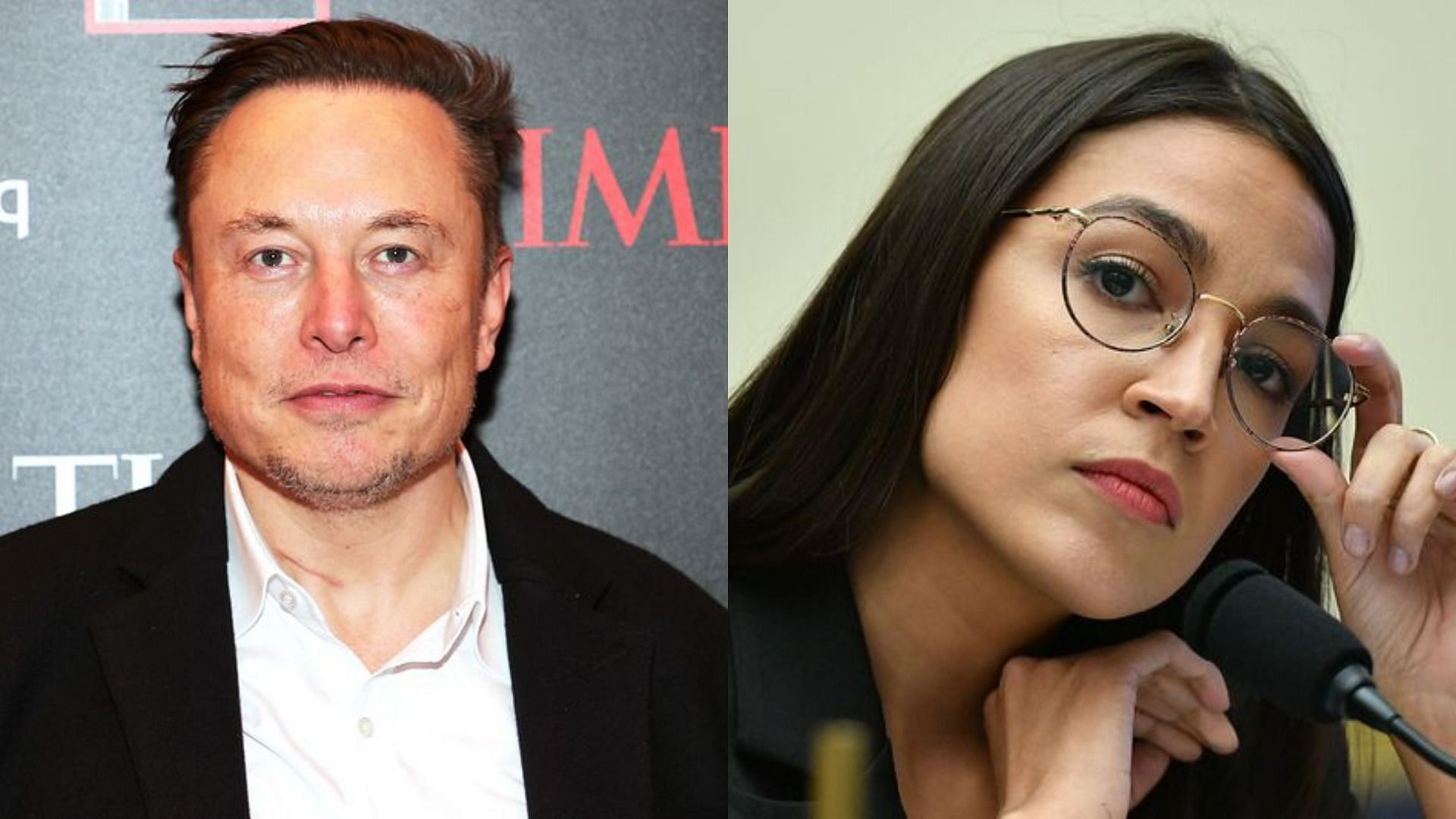Elon Musk and AOC involve themselves in an online spat (Image via Theo Wargo/Getty Images and Mandel Ngan/AFP)