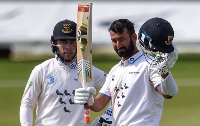 Cheteshwar Pujara roars back to form with a double-century on his Sussex debut