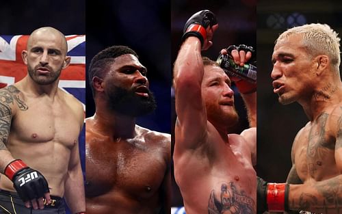 (L-R) Alexander Volkanovski, Curtis Blaydes, Justin Gaethje, Charles Oliveira