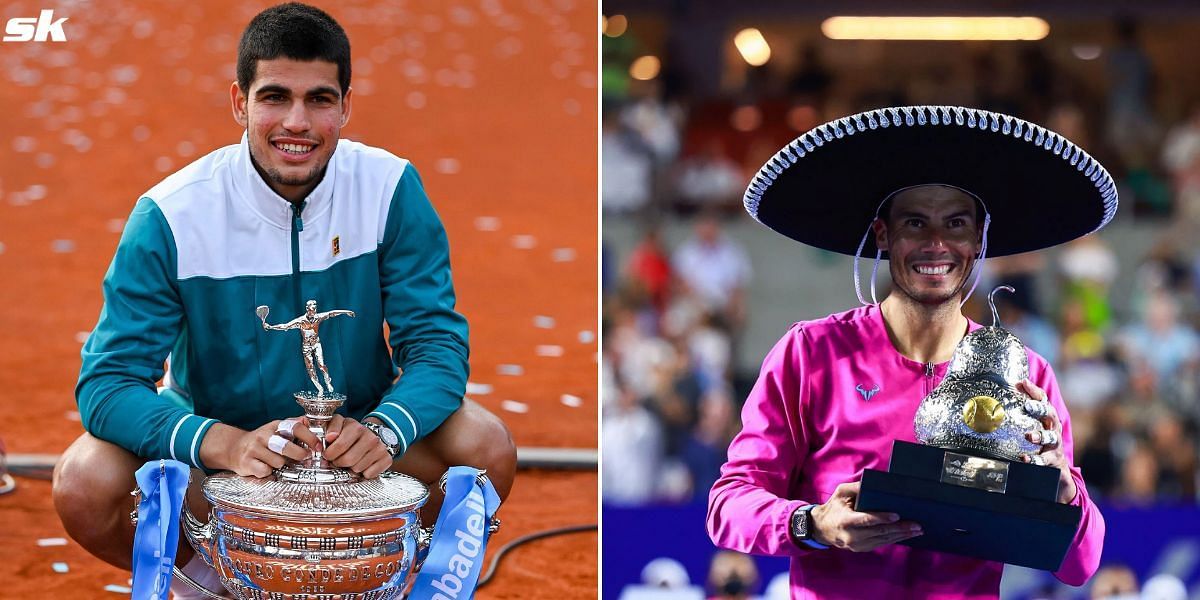 Carlos Alcaraz (L) and Rafael Nadal