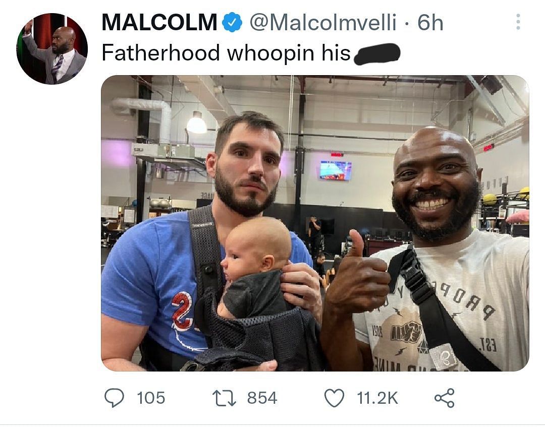 Malcolm Bivens and Gargano with baby Quill.