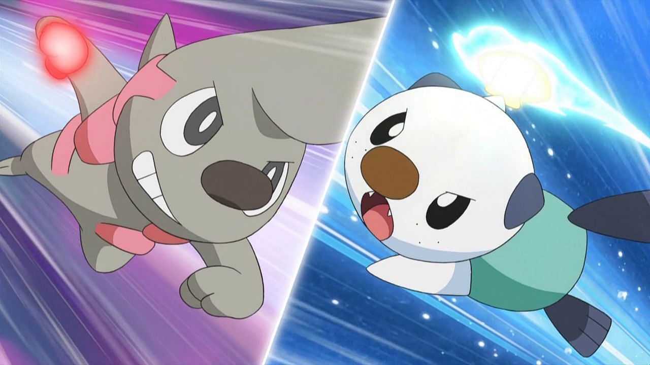 Timburr using Dynamic Punch against Oshawott in the anime (Image via The Pokemon Company)