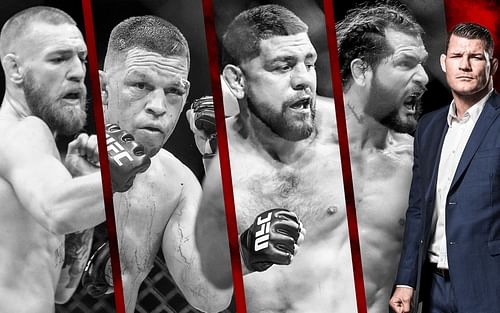 Conor McGregor, Nate Diaz, Nick Diaz, Jorge Masvidal & Michael Bisping (left to right)