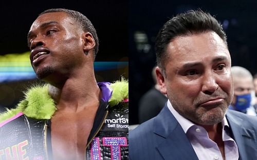 Errol Spence Jr. (L) has declined Oscar De La Hoya's recent fight offer (R)