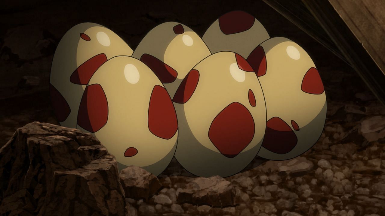 A cluster of eggs in the anime (Image via The Pokemon Company)