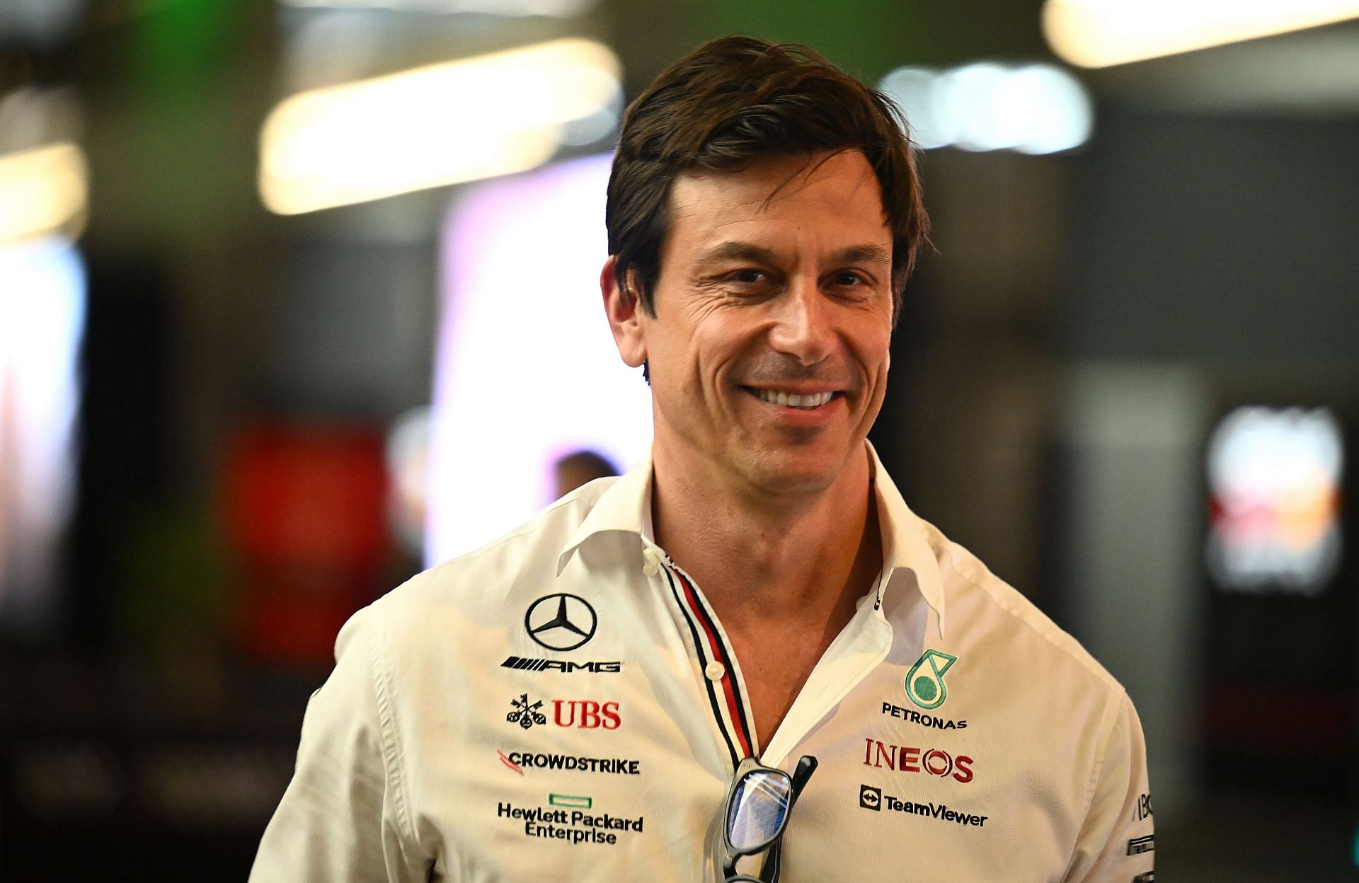 Mercedes Team Principal Toto Wolff leaves the paddock after the drivers and team principals met after practice ahead of the F1 Grand Prix of Saudi Arabia at the Jeddah Corniche Circuit on March 25, 2022 in Jeddah, Saudi Arabia. (Photo by Clive Mason/Getty Images)