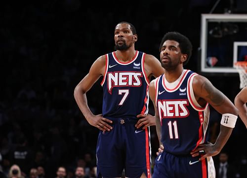 Kevin Durant and Kyrie Irving are expected to take the floor together vs the New York Knicks on April 6