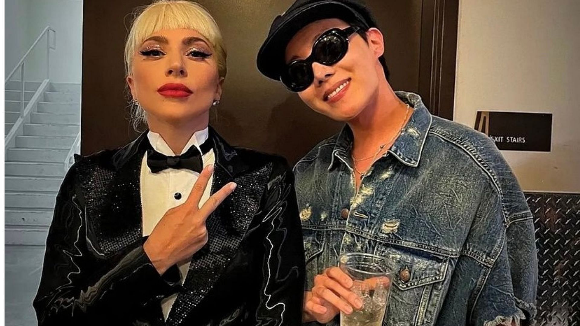 J-Hope meets Lady Gaga after her live performance in Las Vegas (Image via @urmyhope/Instagram)