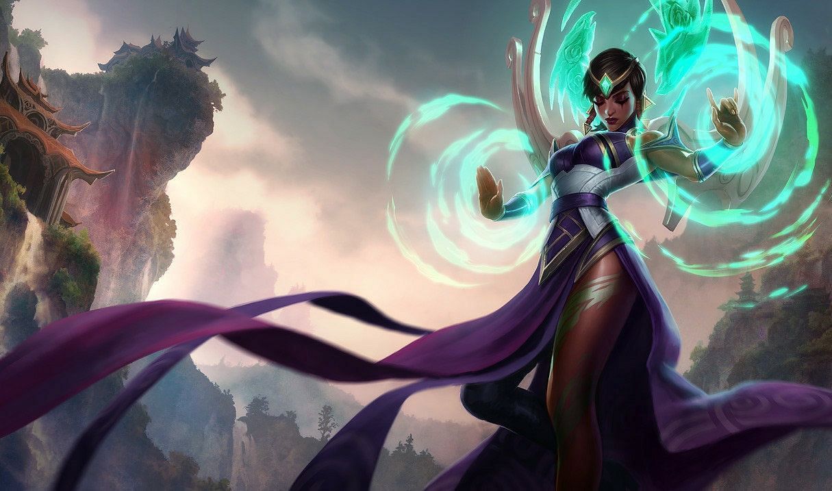 Karma&#039;s poke damage, along with her shield, provides her both damage and sustainability (Image via League of Legends)