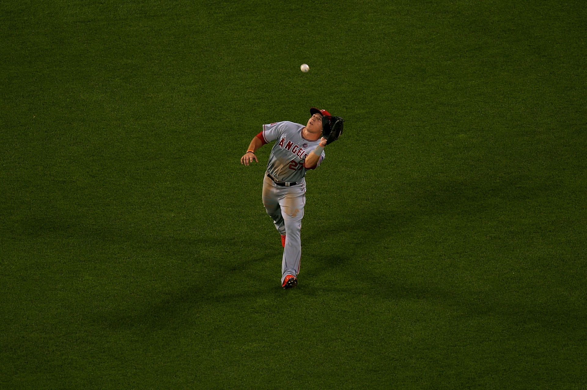 84th MLB All-Star Game Mike Trout patroling the outfield