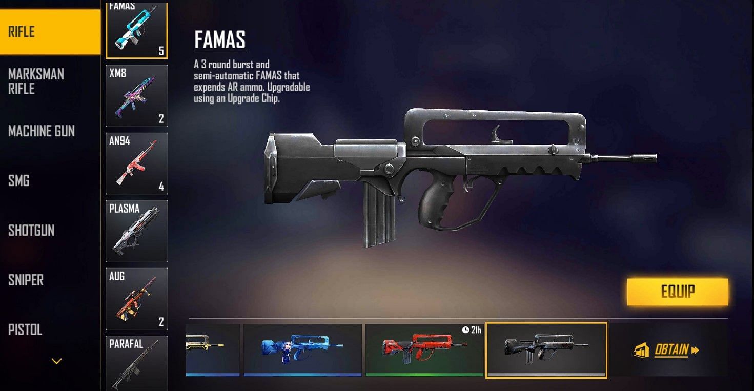 FAMAS is an upgradable AR (Image via Garena)