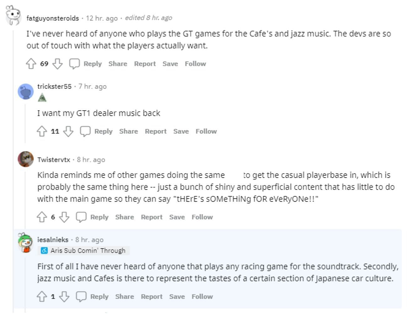 Not everyone was pleased with the decisions of GT7&#039;s aesthetics, but one user had an explanation (Image via LivestreamFails/Reddit)