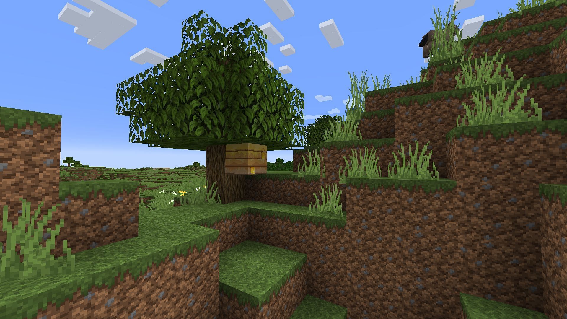 A naturally spawned bee nest (Image via Minecraft)