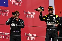 "Scarred me for life!" - Lewis Hamilton recollects 'shoey' with Daniel Ricciardo at Imola in 2020