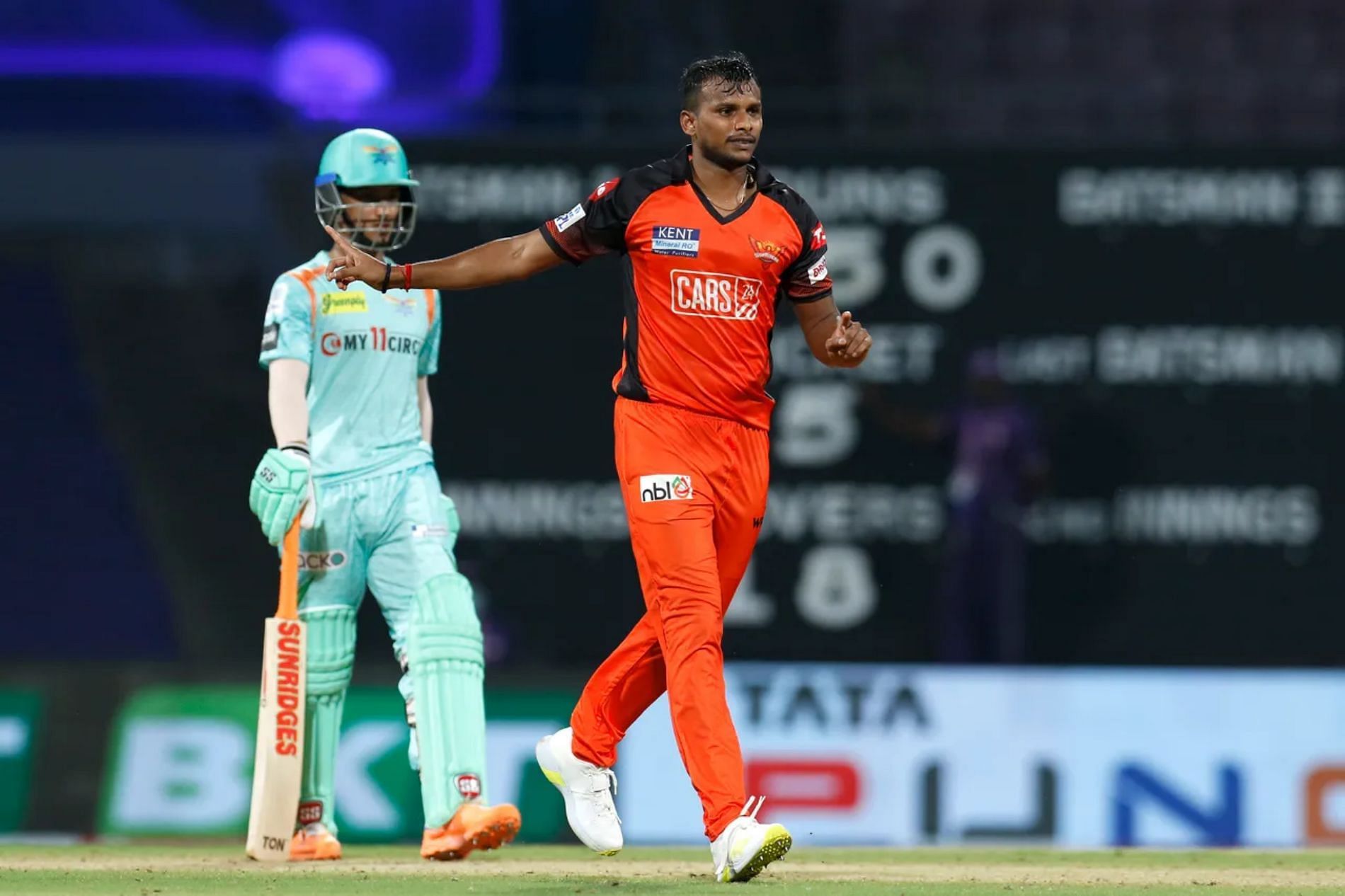 T Natarajan kept the LSG batters in check. Pic: IPLT20.COM