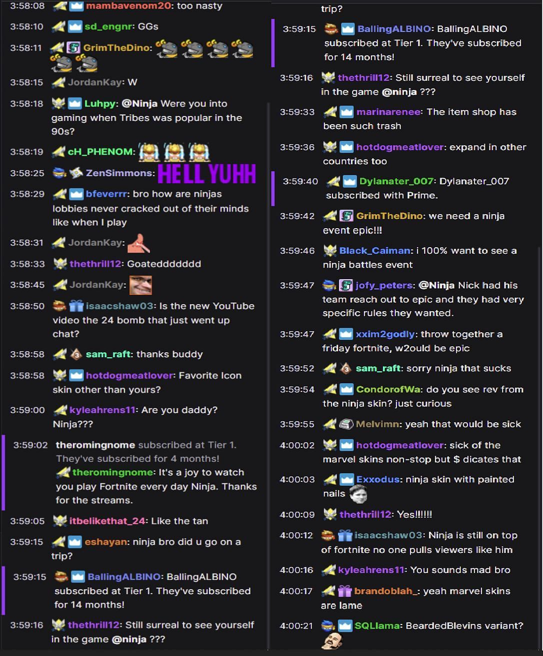 Fans reacting to the streamer&#039;s take (Images via Ninja/Twitch chat)