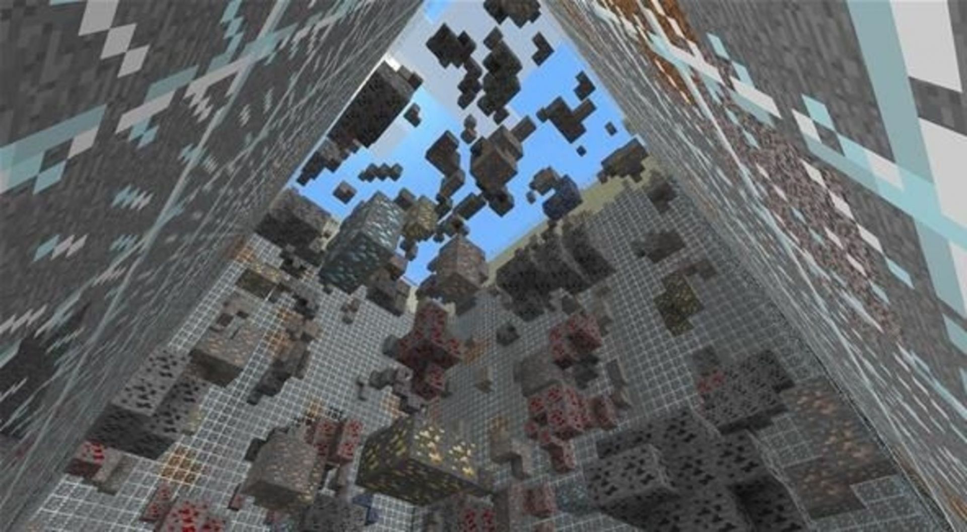 Vertical shaft mining can yield a lot more than diamonds (Image via Mojang)