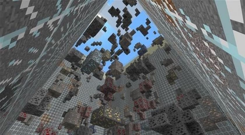 Vertical shaft mining can yield a lot more than diamonds (Image via Mojang)