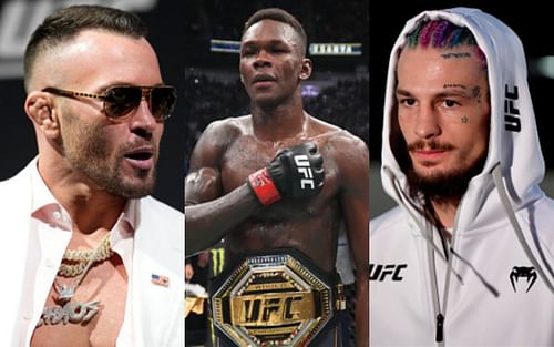 Colby Covington (left); Israel Adesanya (center); Sean O'Malley (right)