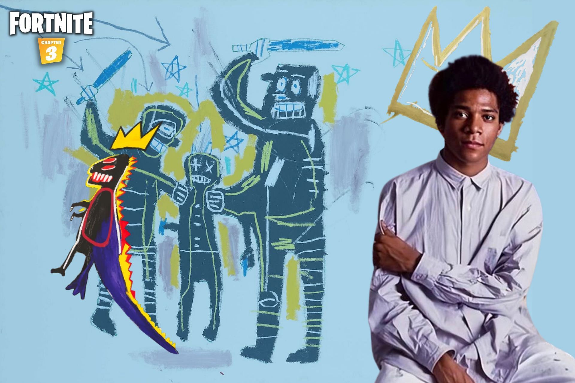 Jean-Michel Basquiat&#039;s art immortalized in Fortnite (Image via Sportskeeda)
