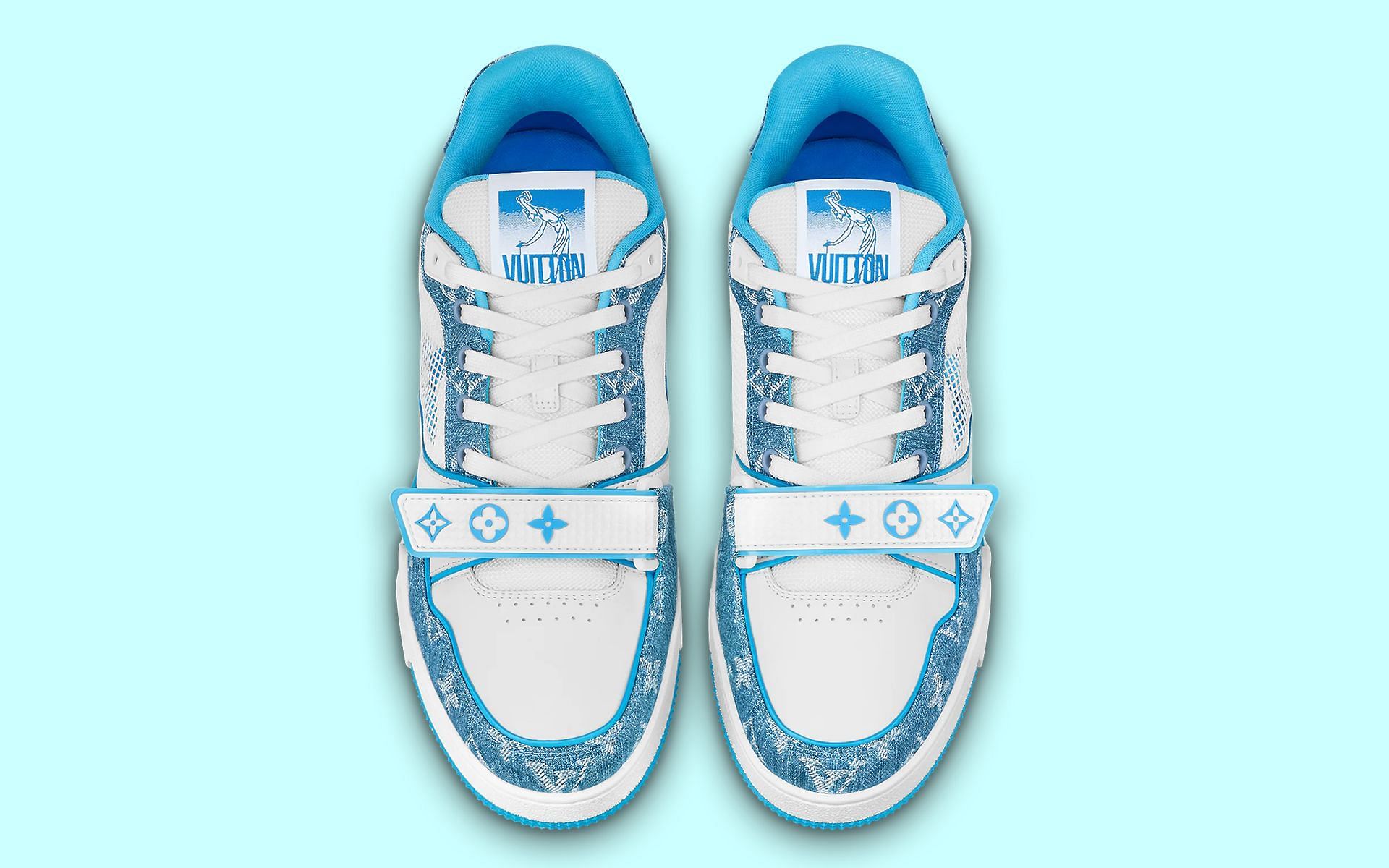 Where to buy LV trainer sneakers in denim blue monogram? Price and
