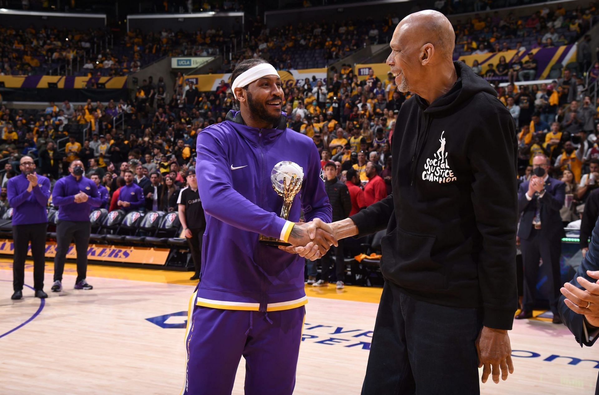 Carmelo Anthony is the first recipient of the Kareem Abdul-Jabbar Social Justice Award[Photo: New York Post]