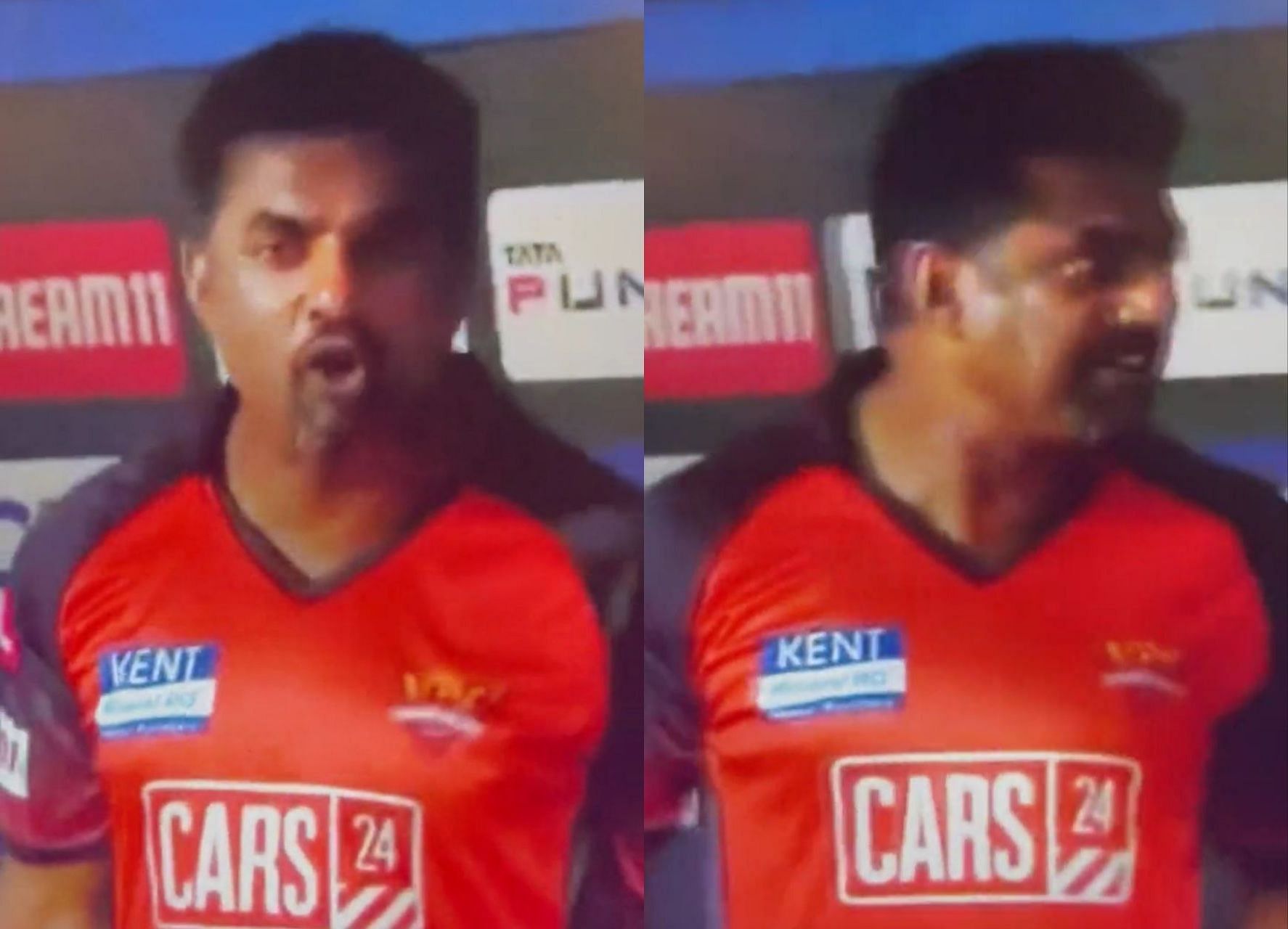 Muttiah Muralitharan gets angry at the bowler