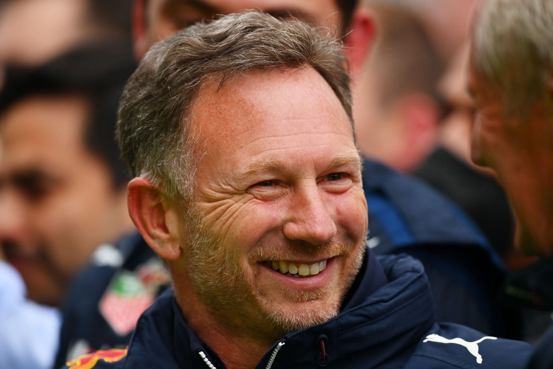 Red Bull Racing Team Principal Christian Horner smiles in parc ferme during the F1 Grand Prix of Emilia Romagna at Autodromo Enzo e Dino Ferrari on April 24, 2022 in Imola, Italy. (Photo by Dan Mullan/Getty Images)