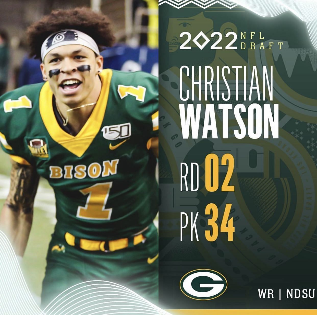 NFL fans react to Packers drafting wide receiver Christian Watson for Aaron  Rodgers