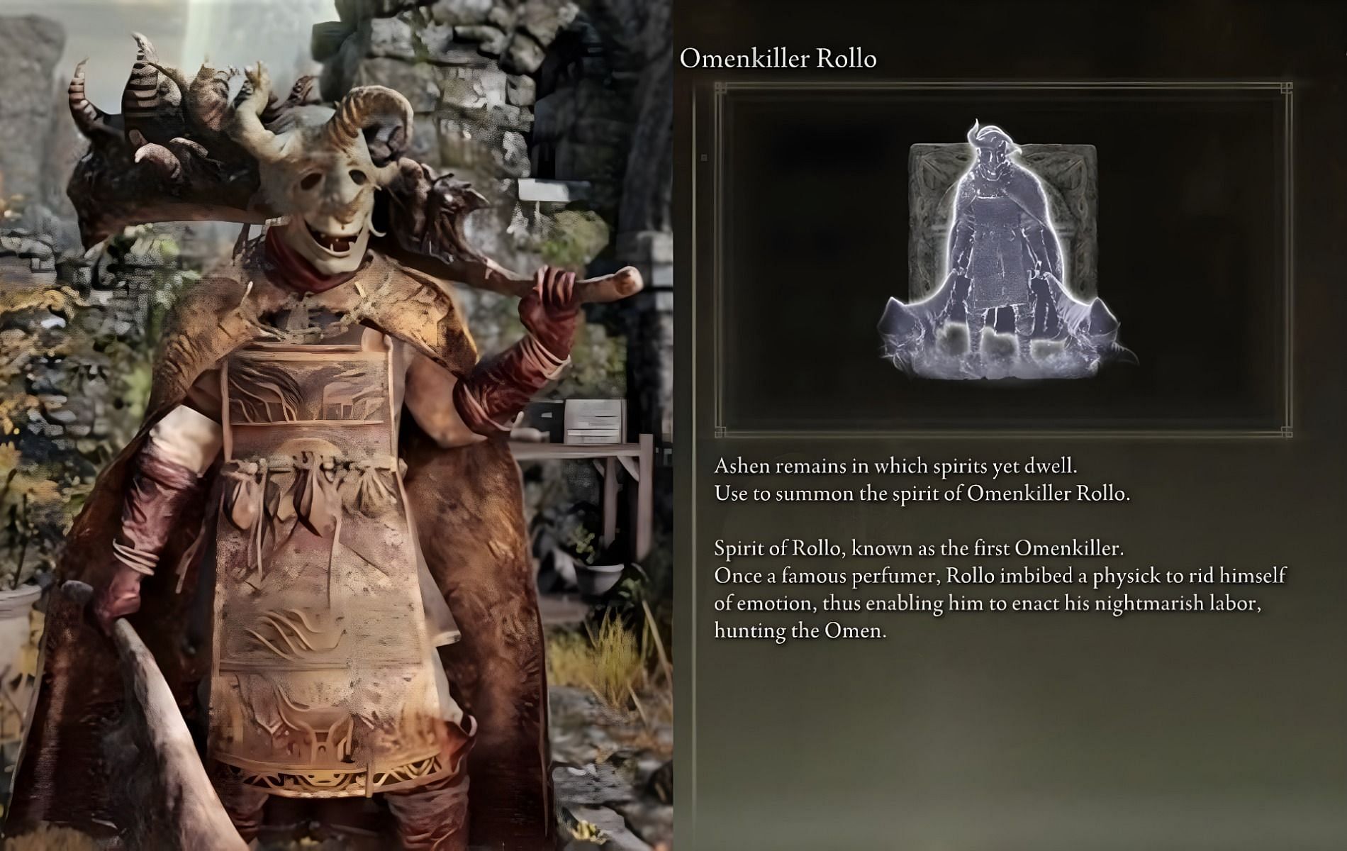 Obtaining Omenkiller Rollo spirit summon in Elden Ring (Images via Elden Ring)