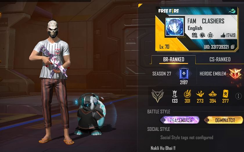 Fam Clasher's Free Fire ID, stats, Discord link,  earnings