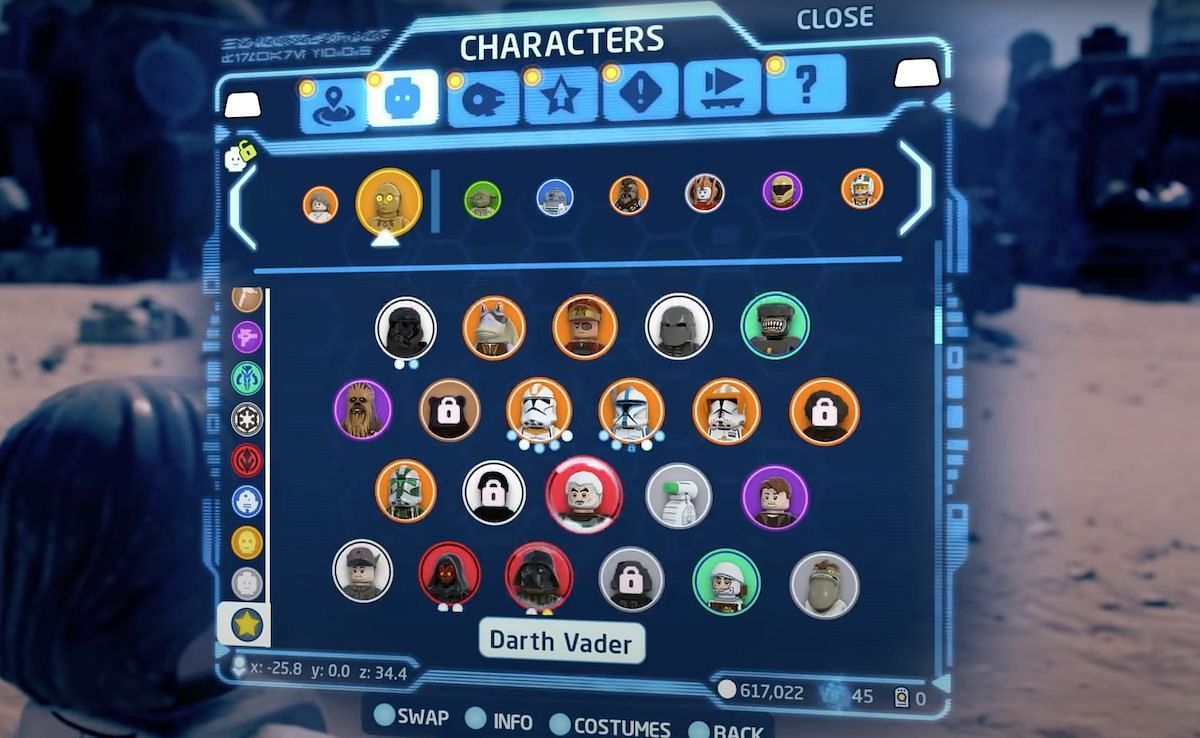 Players can access free play mode and select Darth Vader as their character (Image via TT Games)