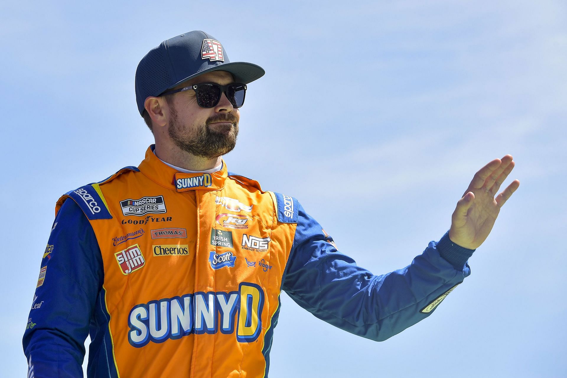 Ricky Stenhouse Jr. during driver intros before the 2022 NASCAR Cup Series Echopark Automotive Grand Prix at the Circuit of The Americas in Austin, Texas. (Photo by Logan Riely/Getty Images)