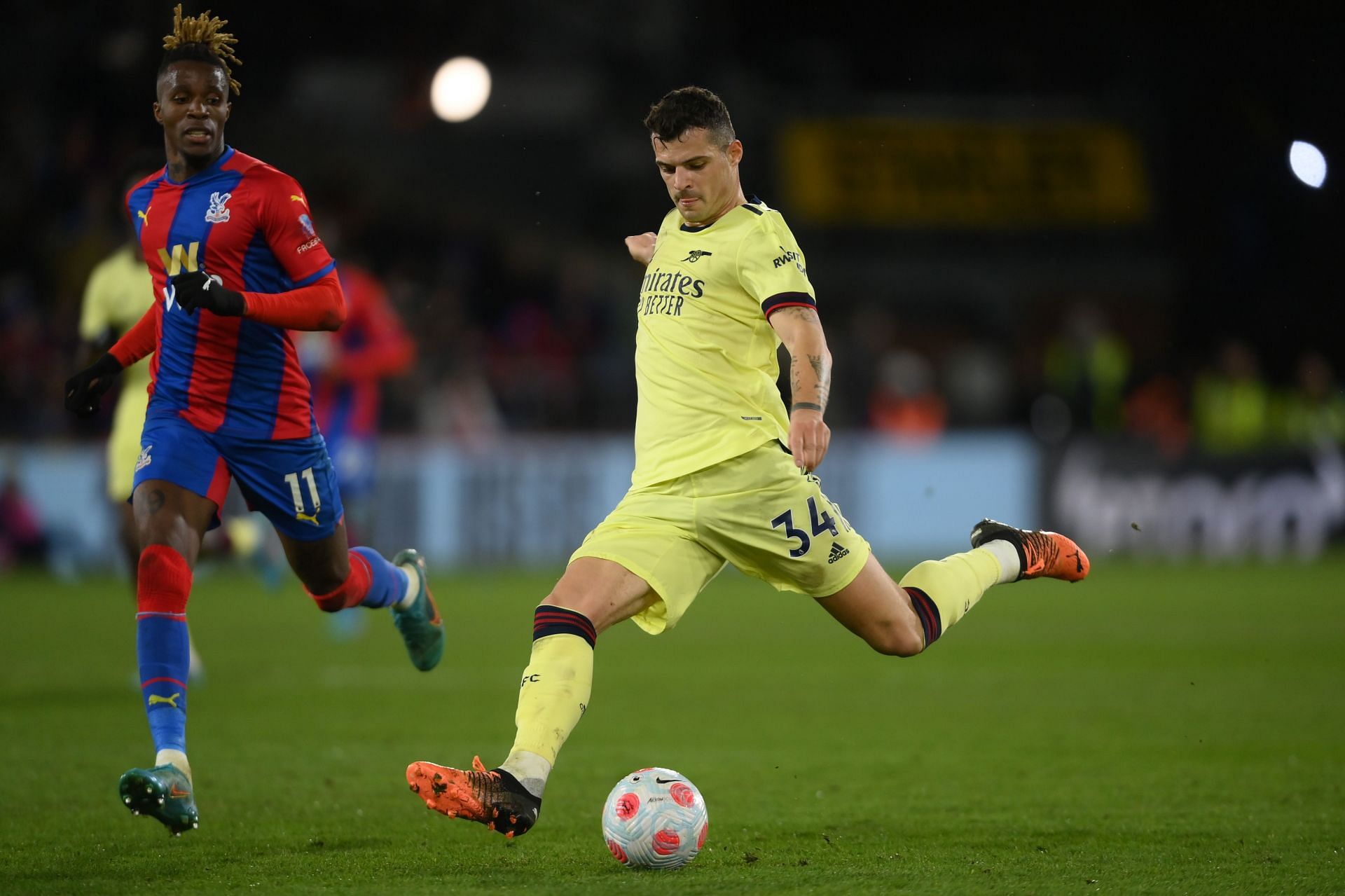 Granit Xhaka in action against Crystal Palace.