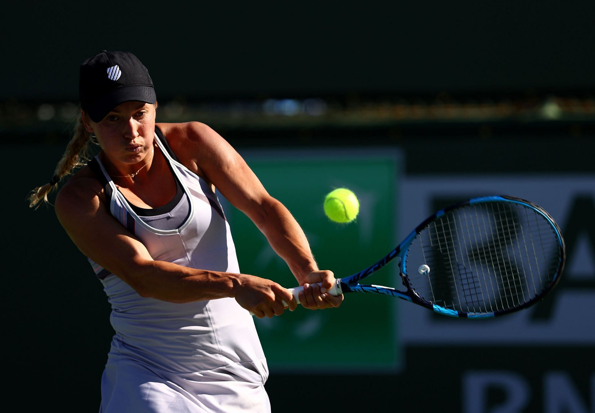 Putintseva at the 2022 Indian Wells Open.