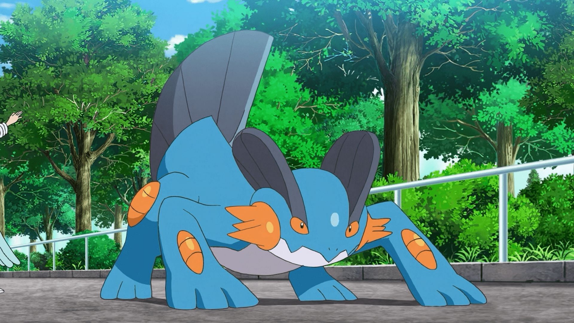 Swampert as it appears in the anime (Image via The Pokemon Company)