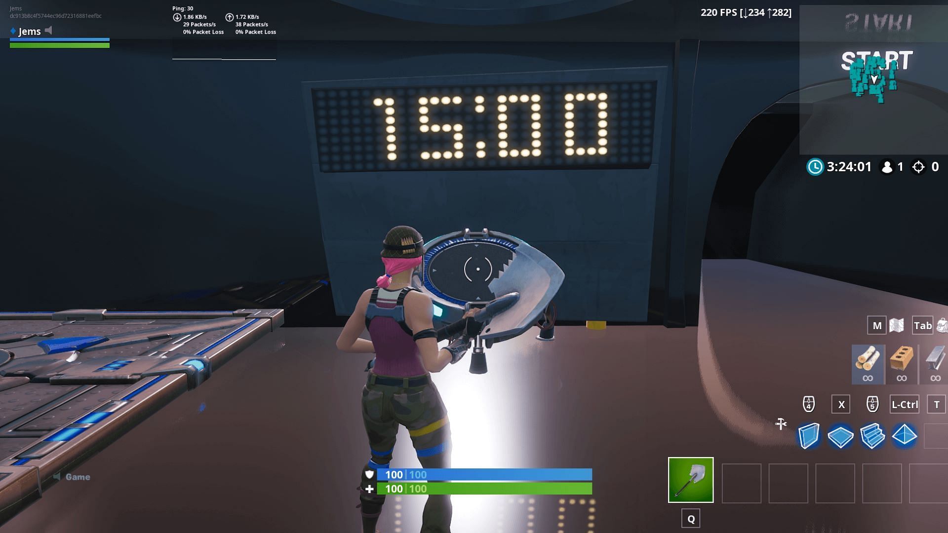 Aim + Edit 256 Bots Fortnite Creative map for practicing builds in the game (Image via Epic Games)