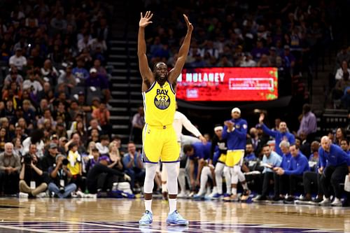 Golden State Warriors vs. Sacramento Kings: Draymond Green reacts to a scored bucket.