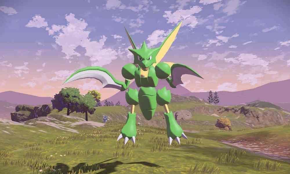 Scyther can be caught in the back of Obsidian Fieldlands (Image via Game Freak)