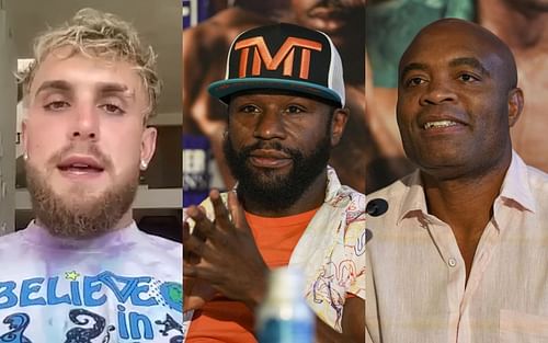 Jake Paul(L) via. YouTube/THEFIGHTwithTeddyAtlas; Floyd Mayweather(C); Anderson Silva(R)