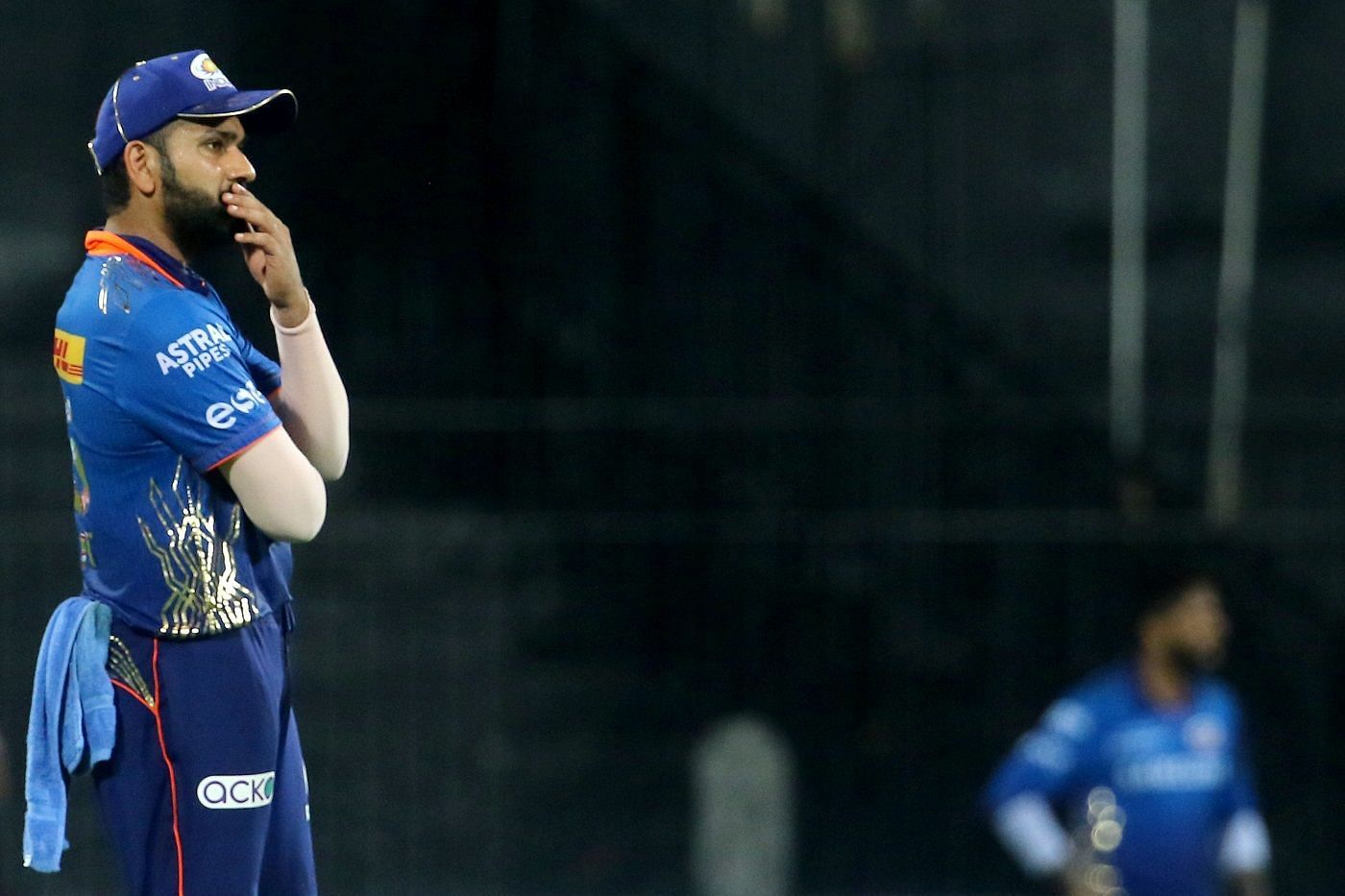 Captain Rohit Sharma wears a dejected look