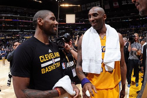 Kyrie Irving was garbed in a Kobe-Bryant inspired outfit following the Brooklyn Nets stunning comeback win over the New York Knicks. [Photo: Lake Show Life]