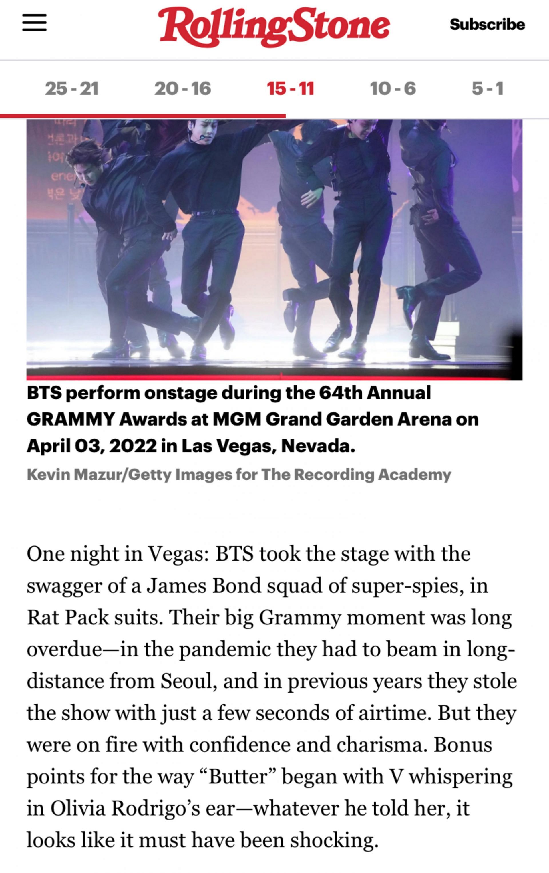 Rolling Stone commends the group in its list (Image via Rolling Stone official website)