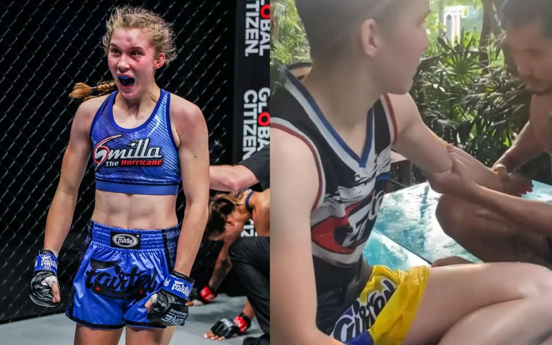 Smilla Sundell receives some extreme massages from Yodkaikaew &#039;Y2K&#039; Fairtex ahead of her fight at ONE: Reloaded. (Images courtesy: ONE Championship and ONE Championship&#039;s official Instagram page)