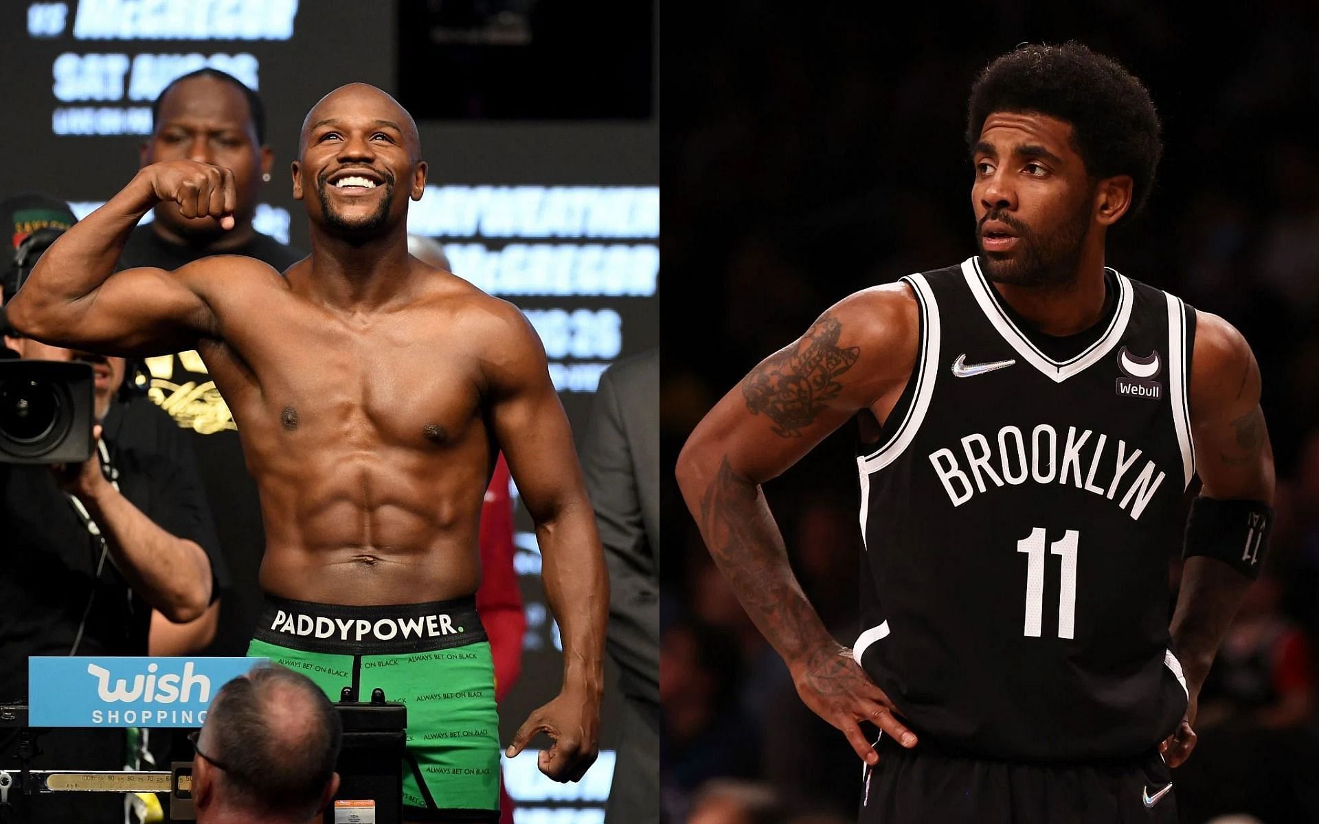 Floyd Mayweather (L) has shared a photo with Brooklyn Nets star Kyrie Irving (R)